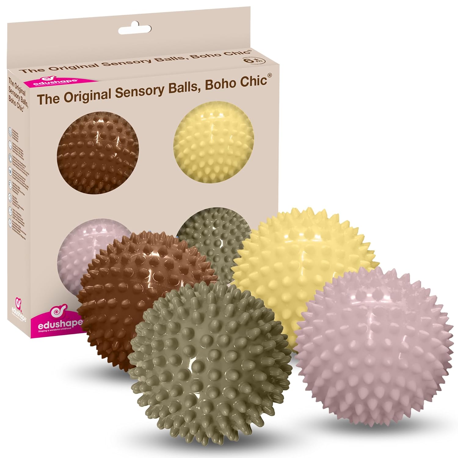 Edushape Sensory Balls for Baby - 4 Trendy Color Baby Balls That Help Enhance Gross Motor Skills for Kids Aged 6 Months and Up