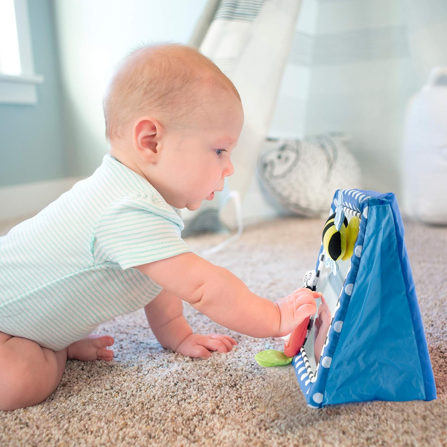 Sassy Tummy Time Floor Mirror, Developmental Baby Toy, Newborn Essential, Great Shower Gift, 0+ months
