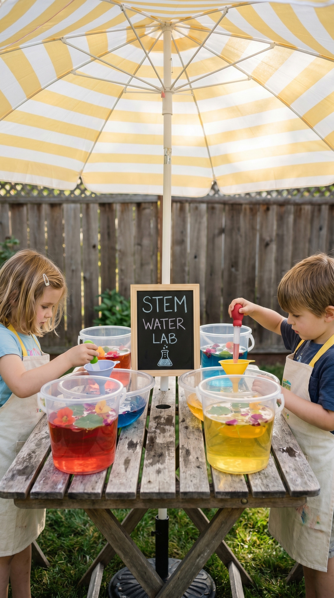 Easy Backyard Water Lab with Buckets & Tools