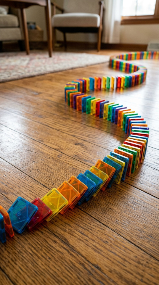 Playing Dominos with Magna Tiles