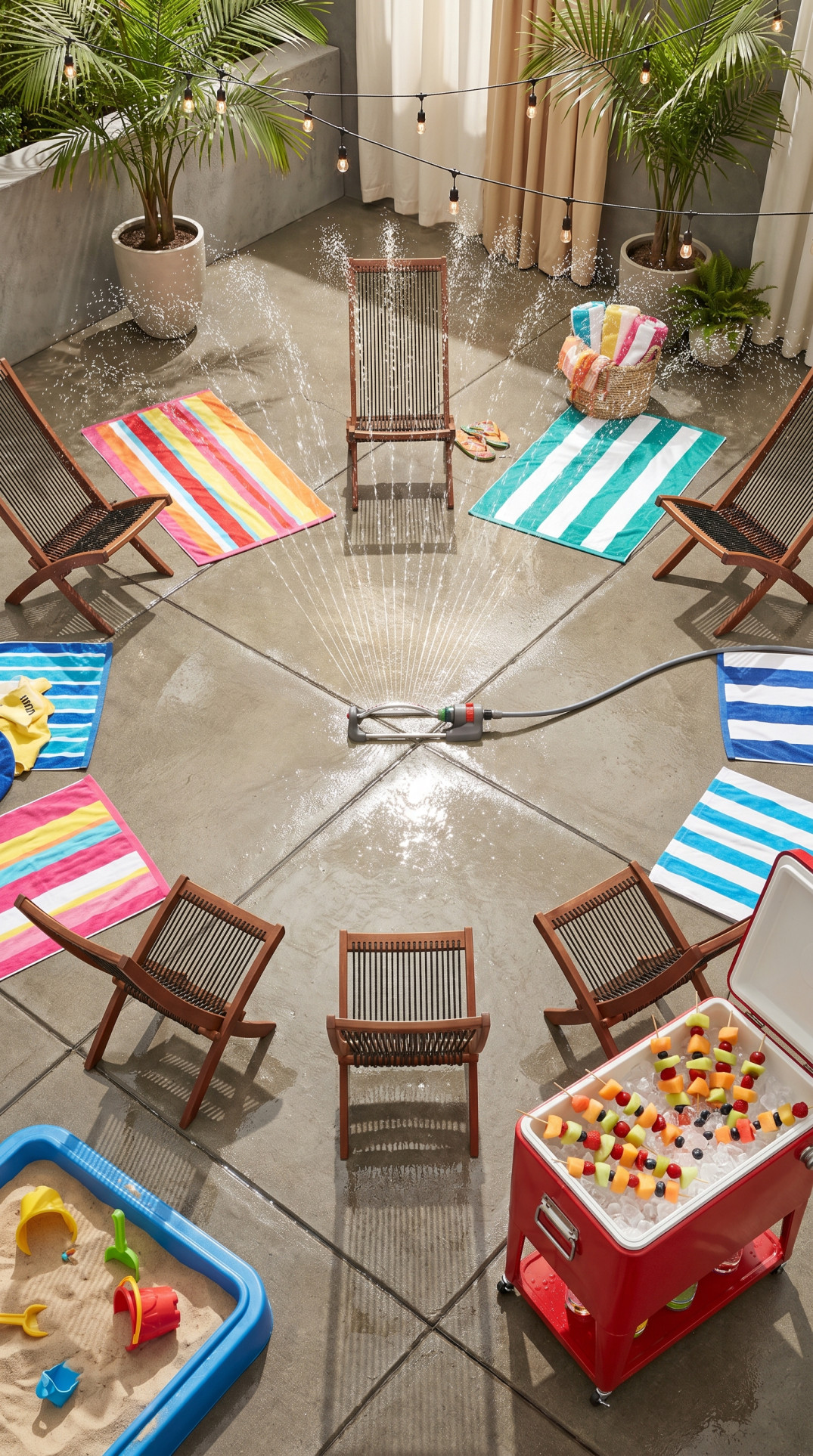 Beach Vibe Sprinkler Setup on a Deck or Driveway
