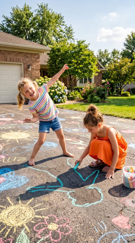Outdoor Shadow Chalk Art