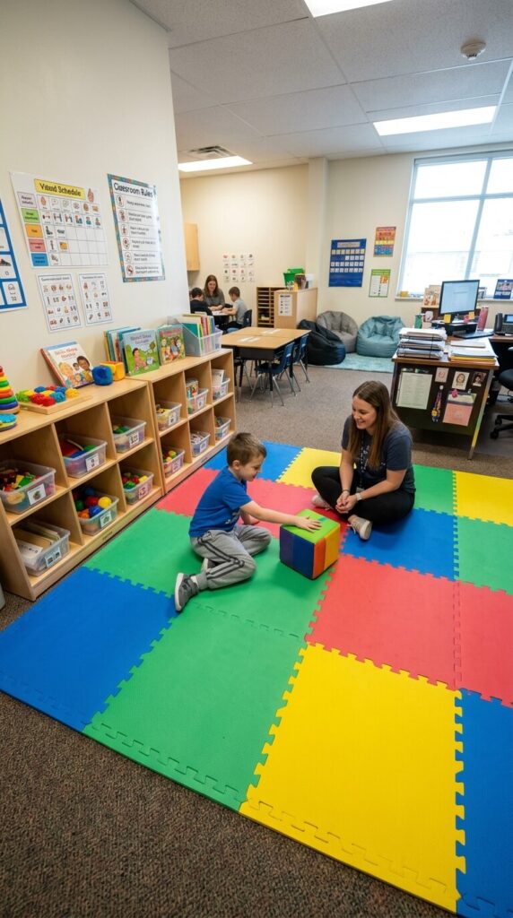 Play on a padded floor